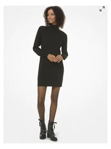 Michael Kors Womens Long Sleeve Mini Body Con Sweater Dress in Black NWT Size XS - Picture 1 of 6