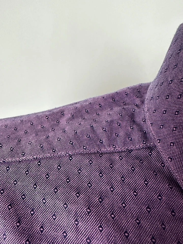 Penguin Heritage Slim Fit Dress Shirt Men 16 32-33 L Jacquard Diamonds Pink Navy - Image 1 of 4