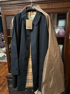 100% Authentic Burberry Black Men's Pimlico Car Trench Coat Size 60 - Picture 1 of 16
