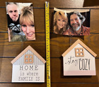 2 Photo Holders Spiral Standing Wood House 
