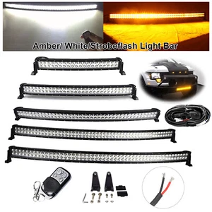 Amber/White/Strobe Offroad LED Light Bar Spot Flood Combo Driving Trucks SUV ATV - Picture 1 of 19