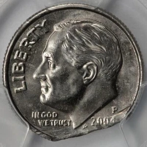 2004 PCGS MS62 7% Straight Clip Dime Mint Error Very Rare Date - Picture 1 of 4