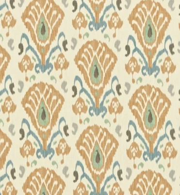 ZOFFANY CURTAIN FABRIC DESIGN Annapurna 3 METRES AMBER AND TEAL 100% LINEN - Image 1 of 4