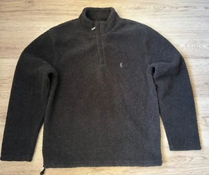 Black YSL Yves Saint Laurent Sherpa quarter zip fleece pullover jumper M - Picture 1 of 19