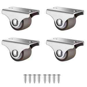 Mini Fixed Caster Wheels 1 Inch Low Profile Small Casters Set of 4, Steel Top Pl - Picture 1 of 7