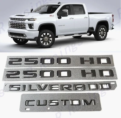 Portas pretas brilhantes 2500HD tampa traseira Silverado emblemas personalizados 2019+ Silverado - Imagem 1 de 4