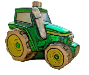 Grüner Traktor Weihnachtsschmuck mundgeblasenes Glas Made in Poland 4 x 5 Zoll - Bild 1 von 5