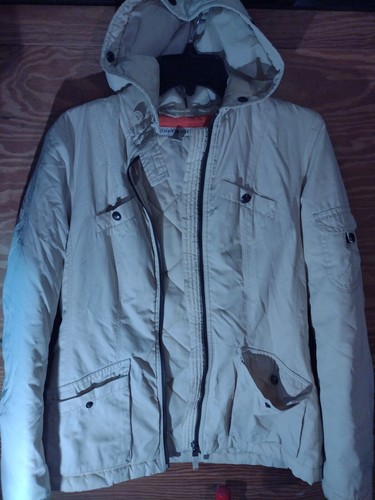 OFF WHITE Giacca a vento da pioggia casual Tommy Hilfiger da donna taglia S P bianco sporco