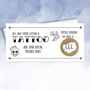 Buono regalo tatuaggio personalizzato | gratta e rivela | carta di compleanno - Foto 1 di 8