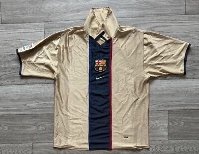 Nike Barcelona 2001/02 Gold Away Soccer Jersey Football Shirt Barca Size Medium - Image 1 of 4