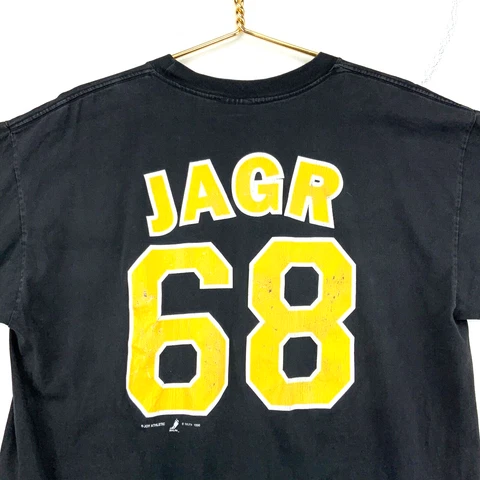 Vintage Jaromír Jágr Pittsburgh Penguins T-shirt Size XL 1996 Black Nhl Football Cover