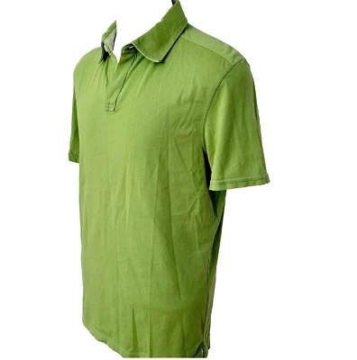 Banana Republic 修身皮马棉男式 L 码纯色绿色网眼 Polo 衫 — 第 1/4 张图片