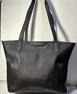 Stella und Max schwarze Ledertasche. , Handtasche, Tasche. 16" breit 11" hoch # 1091 - Bild 1 von 6