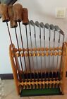 Antique 12 pc Set of RH Golf Clubs, Bag, Leather Headcovers Must See Description