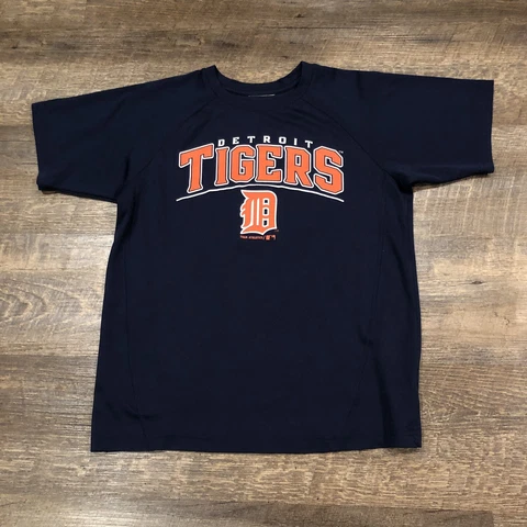 Detroit Tigers Shirt Boys Medium Blue Orange MLB Baseball Kids Youth Cover