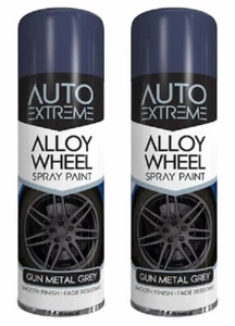 2 x Gun Metal Grey Alloy Wheel Spray Can Restorer Car Bike Auto Paint - 300ml - Picture 1 of 4