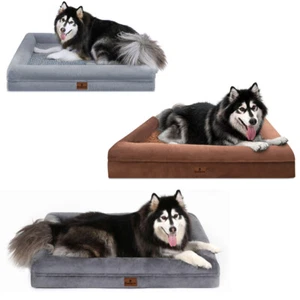 3 Colors Orthopedic Memory Foam S M L XL XXL Dog Bed 4-Side Bolster Pet Sofa - Picture 1 of 23