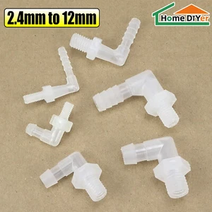 Plastic Male Thread Barbed Joiner Metric 90° Elbow Connector Pipe Hose Water - Picture 1 of 6