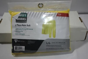 Safety Works 2-Piece Yellow EVA Rain Suit Drawstring Hood SIZE Large NEW - Picture 1 of 5