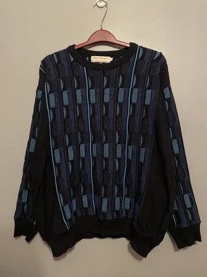Suéter Norm Thompson Vintage Años 90 Para Hombre Talla XL Azul Estilo Coogi Tejido 3D (B382) Foto 1 de 4