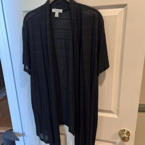 Cardigan Catherines 3X / nero / aperto davanti / leggero / maglia trasparente - Foto 1 di 5