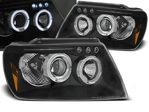 fari per chrysler jeep grand cherokee 1999 2000-2005 angel eyes nero lhd - Foto 1 di 1