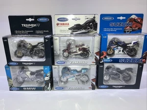 Lot Of 6 Welly Triumph,BMW,Suzuki,Yamaha Diecast Motorcycle 1:18 New In Box - Picture 1 of 10