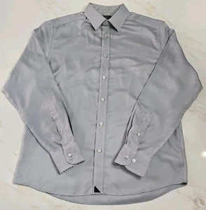 Untuckit faltenfreies Slim Fit Herren Large grau 2-lagig Baumwolle Freizeithemd Italien - Bild 1 von 10