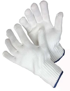 Major Glove 50-2500S Polyester String Knit, Yellow Hem, Size Small (12 Pair) - Picture 1 of 1