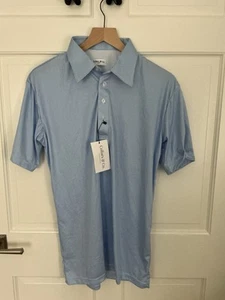 RQQBA Polo Shirt NWT Mens L Blue Short Sleeve Rugby Casual Short Sleeve Golfer - Picture 1 of 4