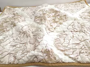 Pottery Barn Quilted 1 Floral Pillow Sham Tan & White Cotton 20 x 25.5" - Picture 1 of 9