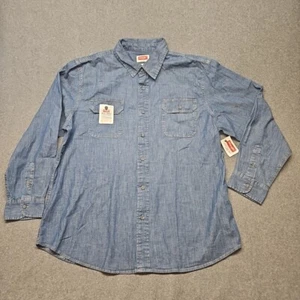 Wrangler Flex for Comfort Denim Arbeitshemd mit Knopfleiste Herren XL blau Taschen neu mit Etikett - Bild 1 von 7