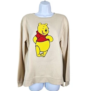 Disney Womens Winnie The Pooh Cream Sweatshirt Size Medium Crewneck Soft Cozy - Picture 1 of 10