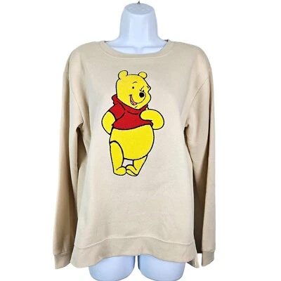 Disney Womens Winnie The Pooh Cream Sweatshirt Size Medium Crewneck Soft Cozy - Image 1 of 4
