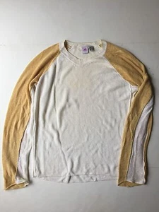 A/X Armani Exchange Mens 100% Linen V-Neck Sweater White/Yellow (SzL) made in HK - Picture 1 of 3