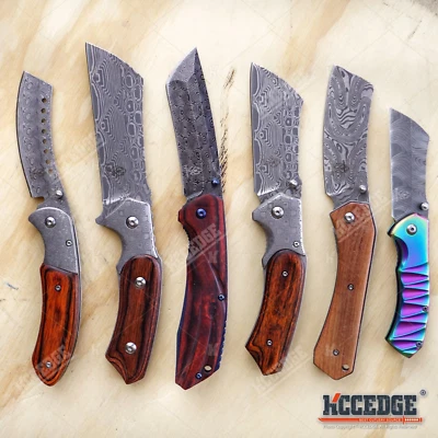 6ШТ ДАМАССКИЙ ГРАВИРОВАННЫЙ КЕМПИНГОВЫЙ НОЖ НАБОР 1ШТ НОЖ С ФИКСИРОВАННЫМ ЛЕЗВИЕМ + 5ШТ КАРМАННЫЙ НОЖ - Изображение 1 из 4
