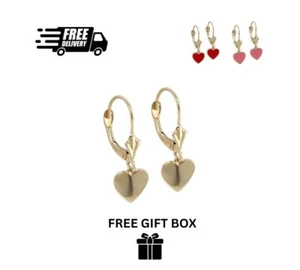 Pendientes de palanca trasera de corazón de oro amarillo de 14 K - Imagen 1 de 3