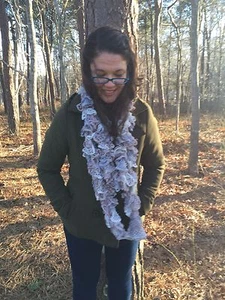 The Cappuccino - Handknit Cream, Taupe, Tan, and Brown Ruffle Fashion Scarf - Picture 1 of 3