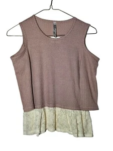 NWT Beautees Girls Pink Cold Shoulder w/ Lace Hem Waffle Print Top Size Medium - Picture 1 of 7