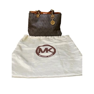 Michael Kors MD Cynthia MK Signature Logo Satchel, Shoulder Bag BROWN - Picture 1 of 12