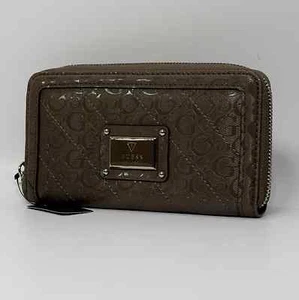 GUESS AUTHENTIC WARM WISHES SLG DARK TAUPE SIGNATURE CLUTCH WALLET NWT - Picture 1 of 6
