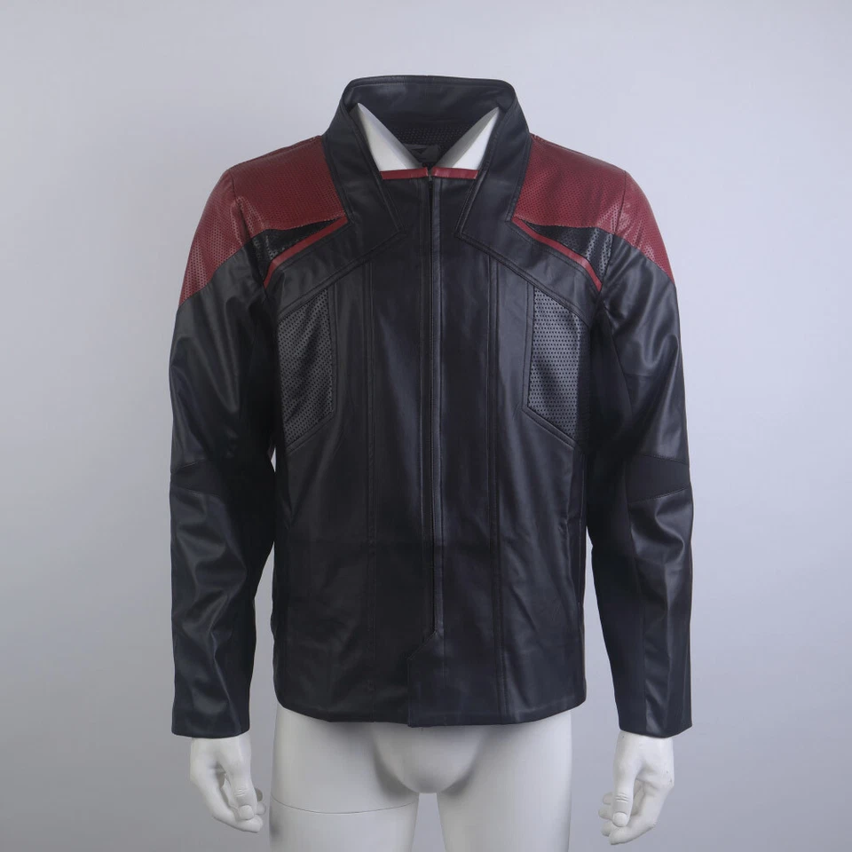 Picard 3 Captain Riker Red Geordi Gold Blue Leather Jackets  Starfleet Costumes - Image 1 of 4