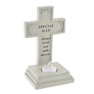 Special mam memorial cross with battery operated tea light. Christmas gift - Picture 1 of 1