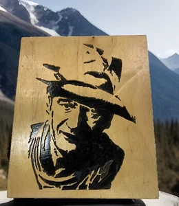 Vtg John Wayne Wood Laser Cut Hollywood Golden Age Actor Western Cowboy READ - Picture 1 of 14