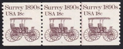 1907 Transportation Issue – 18c PNC strip of 3 Plate # 1 Unused NH F-VF - Image 1 of 2