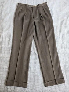 Paul Stuart Pants Men 38 Fit 35x33 Brown Wool Pleated Cuffed Classic Vintage - Picture 1 of 10
