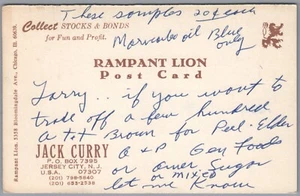 Advertising JACK CURRY "Collect Stocks & Bonds Fun & Profit" RAMPANT LION 1960S? - Picture 1 of 2