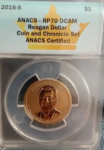2016-S REAGAN 1 $ MÜNZE UND CHRONIKEN SET ANACS RP70 - Bild 1 von 5