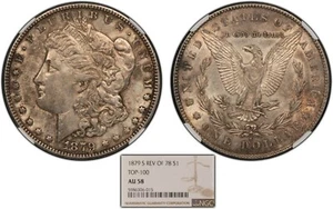 1879-S Rev 78 $1 Morgan Dollar - Luster - Top-100 VAM - NGC AU 58 - SKU-B1960 - Picture 1 of 9