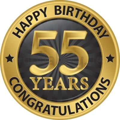 55.Geburtstag Tortenbild Muffinaufleger Party Deko Geschenk-idee Cupcake essbar - Bild 1 von 4